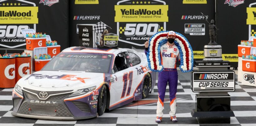 Wild Finish: Denny Hamlin Wins YellaWood 500 At Talladega Superspeedway – Through Turn Four, Vaults To Lead From Fifth