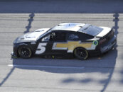 Kyle Larson Backs Into The Fence During Goodyear Test At Darlington Raceway
