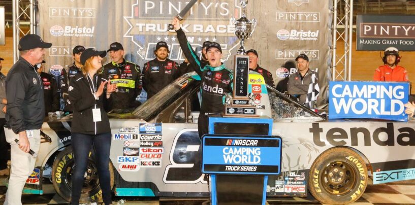 Rhodes Rallies Late To Win The Pinty’s Truck Race On Dirt At Bristol Motor Speedway