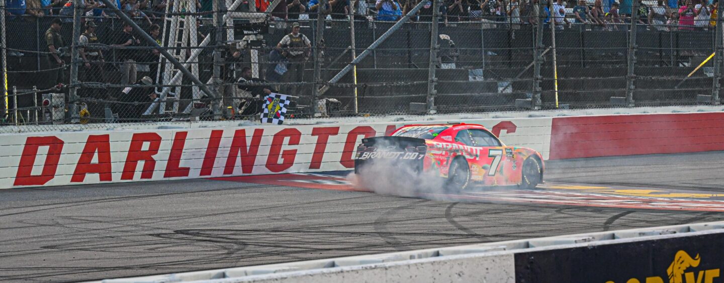 Justin Allgaier Prevails On Late Restart At Darlington To Win Sport Clips Haircuts VFW Help A Hero 200